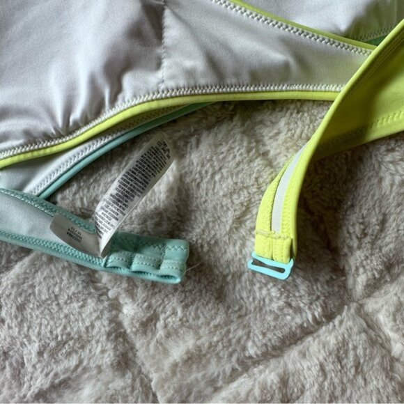Victoria's Secret PINK | Yellow & Teal Colorblock Wrap Bikini Top | Size Small - Picture 8 of 10